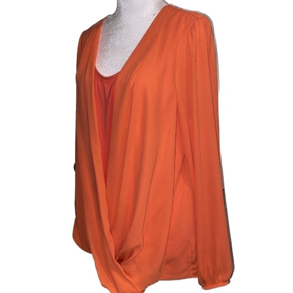 NWT--Thalia Sodi Long Sleeve Orange Blouse Size Large - Picture 4 of 12